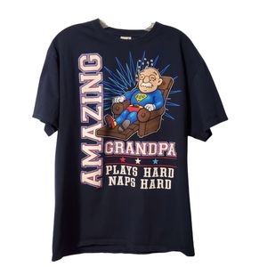 Amazing Grandpa Plays Hard Naps Hard T-Shirt Size Large